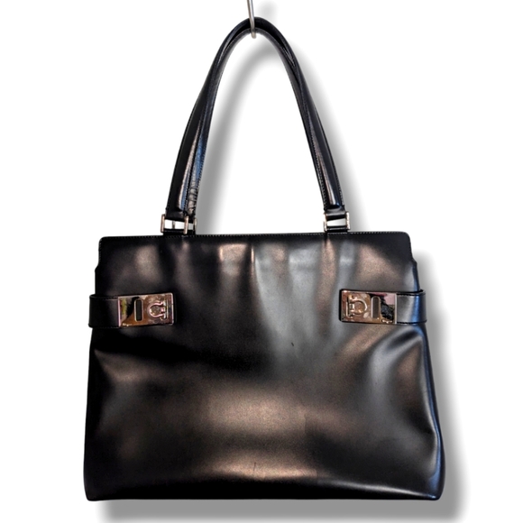 Salvatore Ferragamo Handbags - Salvatore Ferragamo | Gancini Italian Black Leather Women's Handbag